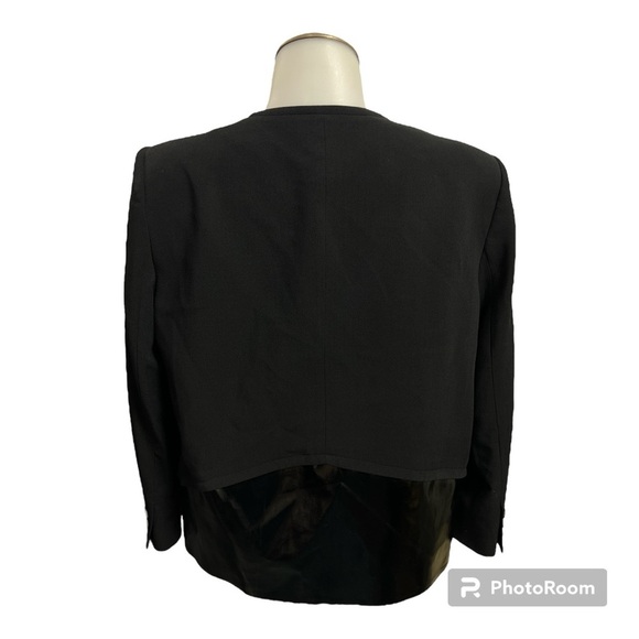 Helmut Lang Black Angora Blend Faux Patent Leather Trim Luxury Blazer 8 - Picture 5 of 15
